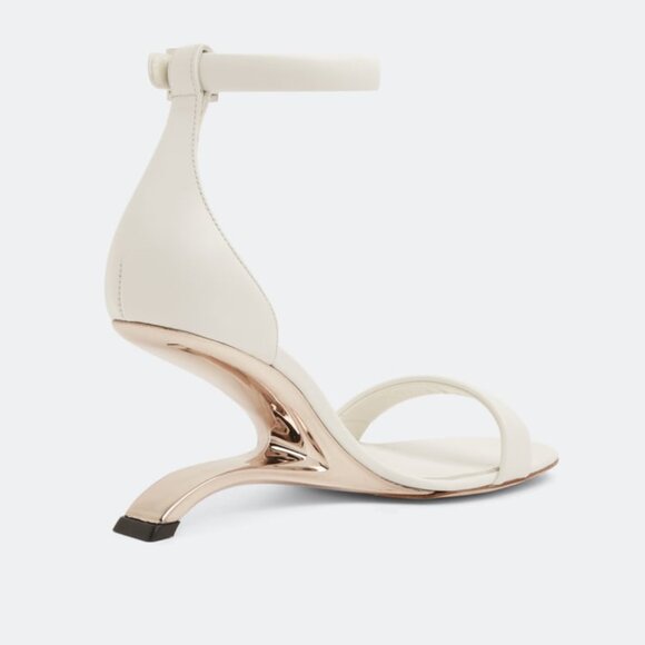 NWT Alexander McQueen Arc Sandals White Leather Sculpted Heels Ankle Strap - Picture 2 of 16